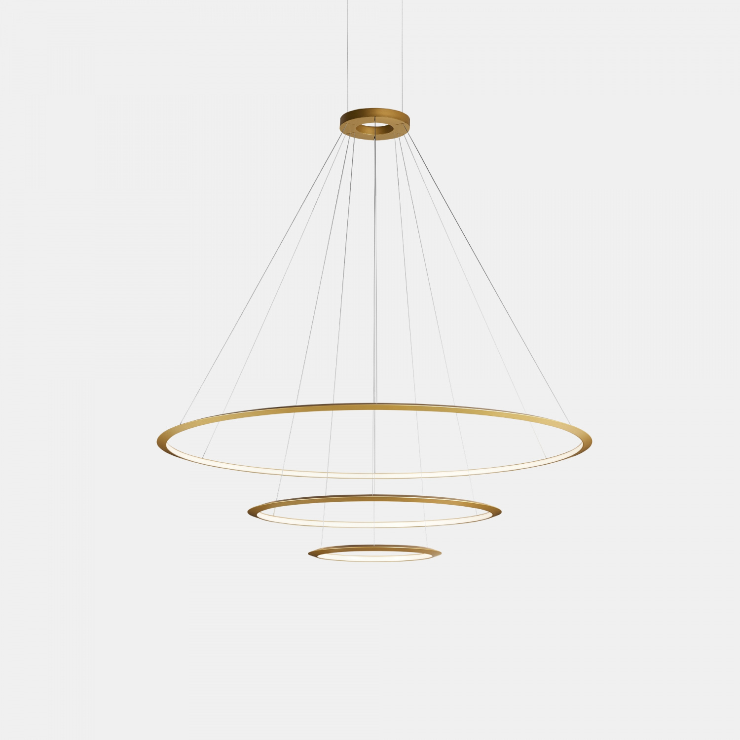 Люстра Circular Inward Light 3 кольца золотая ø2000 ø1200 ø600